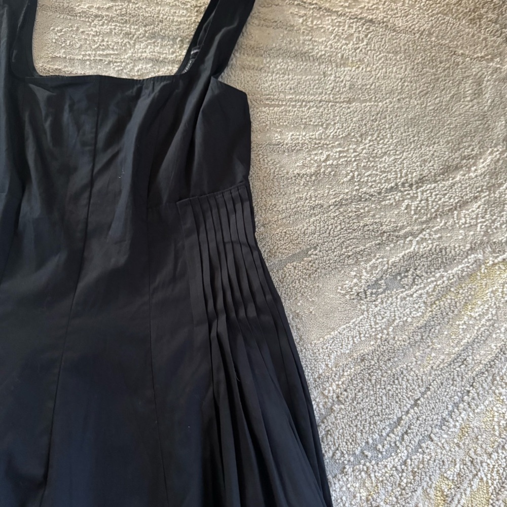 ASOS black long maxi dress square neck pleat waist smocked back 10 - Picture 16 of 16